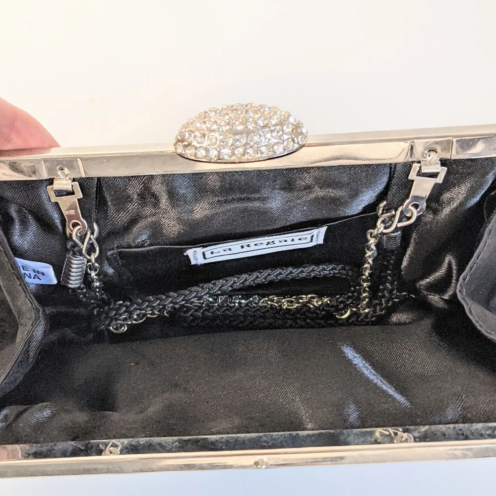 Vintage La Regale jeweled satin clutch convertible chain strap